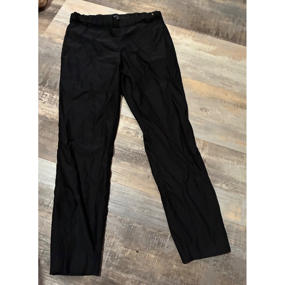 Violets & Roses Womens Black Straight Leg Dress Pants Size 10/30 Elastic Waist